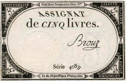 5 Livres FRANCIA  1793 Ass.46a AU