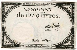 5 Livres FRANCE  1793 Ass.46a VF