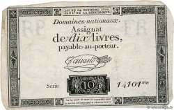 10 Livres filigrane républicain, gravure modifiée FRANCIA  1792 Ass.36c