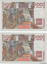 100 Francs JEUNE PAYSAN Consécutifs FRANCIA  1952 F.28.33 SPL+
