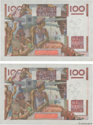 100 Francs JEUNE PAYSAN Consécutifs FRANCE  1952 F.28.33 XF