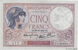 5 Francs FEMME CASQUÉE modifié FRANCE  1939 F.04.13 XF+