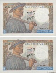 10 Francs MINEUR Consécutifs FRANCIA  1944 F.08.11 EBC