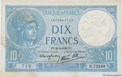 10 Francs MINERVE modifié FRANCE  1939 F.07.09 VF
