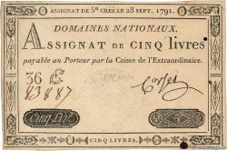 5 Livres FRANCIA  1791 Ass.19a SPL