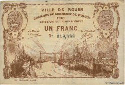 1 Franc FRANCE Regionalismus und verschiedenen Rouen 1918 JP.110.39 fSS