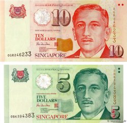 5 et 10 Dollars SINGAPORE  1999 P.39 et P.40 UNC-