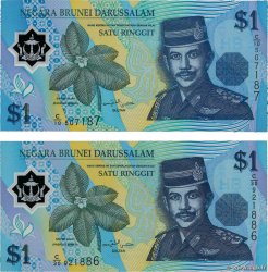 1 Ringgit - 1 Dollar BRUNEI  1996 P.22a et P.22b FDC