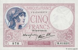 5 Francs FEMME CASQUÉE modifié FRANCE  1939 F.04.07 AU