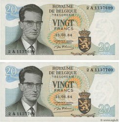 20 Francs Consécutifs BELGIEN  1964 P.138 VZ+