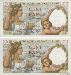 100 Francs SULLY Consécutifs FRANCIA  1940 F.26.29