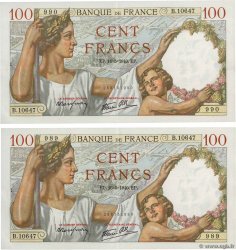100 Francs SULLY Consécutifs FRANCE  1940 F.26.29