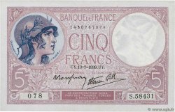 5 Francs FEMME CASQUÉE modifié FRANCIA  1939 F.04.01 SPL+