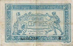 50 Centimes TRÉSORERIE AUX ARMÉES 1917 FRANCIA  1917 VF.01.08 MB
