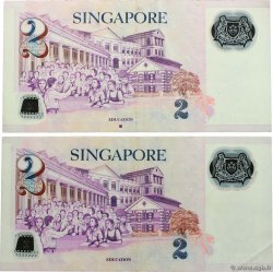 2 Dollars Lot SINGAPOUR  2005 P.46a et P.45b TTB