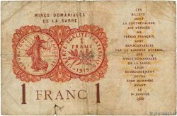 1 Franc MINES DOMANIALES DE LA SARRE FRANCE  1919 VF.51.01 G