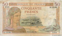 50 Francs CÉRÈS modifié FRANCIA  1940 F.18.42 MB