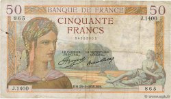 50 Francs CÉRÈS FRANKREICH  1935 F.17.08