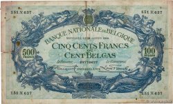 500 Francs - 100 Belgas BELGIQUE  1930 P.103a pr.TB