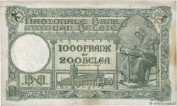 1000 Francs - 200 Belgas BÉLGICA  1937 P.104 BC+