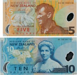 5 et 10 Dollars Lot NOUVELLE-ZÉLANDE  2006 P.185b et P.186b SUP+