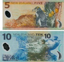 5 et 10 Dollars Lot NOUVELLE-ZÉLANDE  2006 P.185b et P.186b SUP+