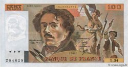 100 Francs DELACROIX modifié FRANCE  1981 F.69.05 XF