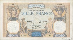 1000 Francs CÉRÈS ET MERCURE type modifié FRANCE  1940 F.38.49