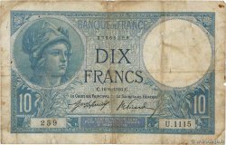 10 Francs MINERVE FRANKREICH  1916 F.06.01 SGE