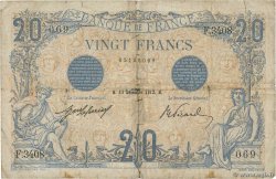 20 Francs BLEU FRANKREICH  1912 F.10.02 fSGE