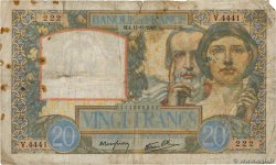 20 Francs TRAVAIL ET SCIENCE FRANKREICH  1941 F.12.15
