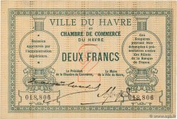 2 Francs Non émis FRANCE Regionalismus und verschiedenen Le Havre 1914 JP.068.07