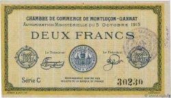 2 Francs FRANCE regionalismo y varios Montluçon, Gannat 1915 JP.084.18 SC+