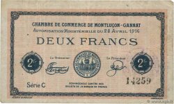 2 Francs FRANCE regionalism and various Montluçon, Gannat 1916 JP.084.26