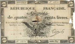 400 Livres FRANKREICH  1792 Ass.38a fSGE