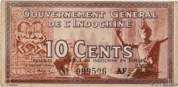 10 Cents INDOCINA FRANCESE  1939 P.085c