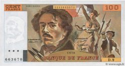 100 Francs DELACROIX modifié FRANCE  1978 F.69.01g XF