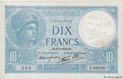 10 Francs MINERVE modifié FRANCIA  1939 F.07.02