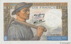 10 Francs MINEUR FRANCE  1942 F.08.04 XF