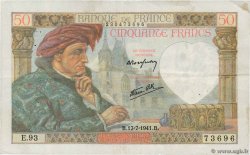 50 Francs JACQUES CŒUR FRANKREICH  1941 F.19.12 SS