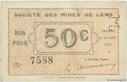 50 Centimes FRANCE regionalism and miscellaneous Lens 1914 JP.62-0803 VF