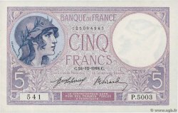 5 Francs FEMME CASQUÉE FRANCIA  1918 F.03.02 SC