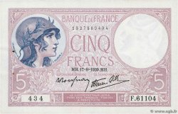5 Francs FEMME CASQUÉE modifié FRANKREICH  1939 F.04.06 VZ+