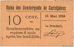 10 Centimes FRANCE regionalism and miscellaneous Casteljaloux 1916 JP.47-047