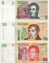 5, 10 et 20 Pesos Lot ARGENTINIEN  2002 P.353 au P.355