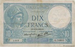 10 Francs MINERVE modifié FRANCIA  1939 F.07.05 MB