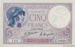 5 Francs FEMME CASQUÉE FRANCE  1924 F.03.08