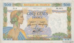 500 Francs LA PAIX FRANKREICH  1942 F.32.34 fSS