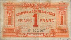 1 Franc FRANCE regionalism and miscellaneous Agen 1917 JP.002.09 F