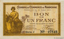 1 Franc FRANCE regionalism and miscellaneous Narbonne 1917 JP.089.15
